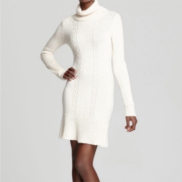Theory Dresses & Skirts - Theory Dashana Leuna Alcapa and Silk Blend Turtleneck Knit Sweater Dress Ivory